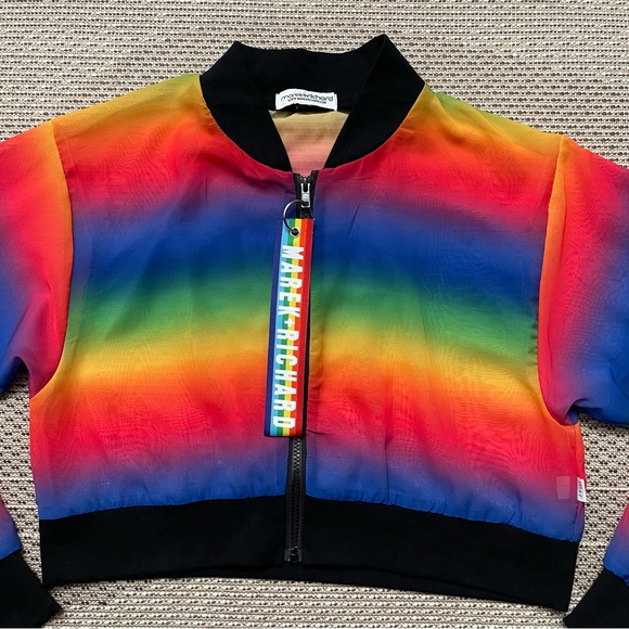 Marek+Richard Smile Rainbow Mesh Crop Bomber
Jacket Sz L Multi - Picture 6 of 11